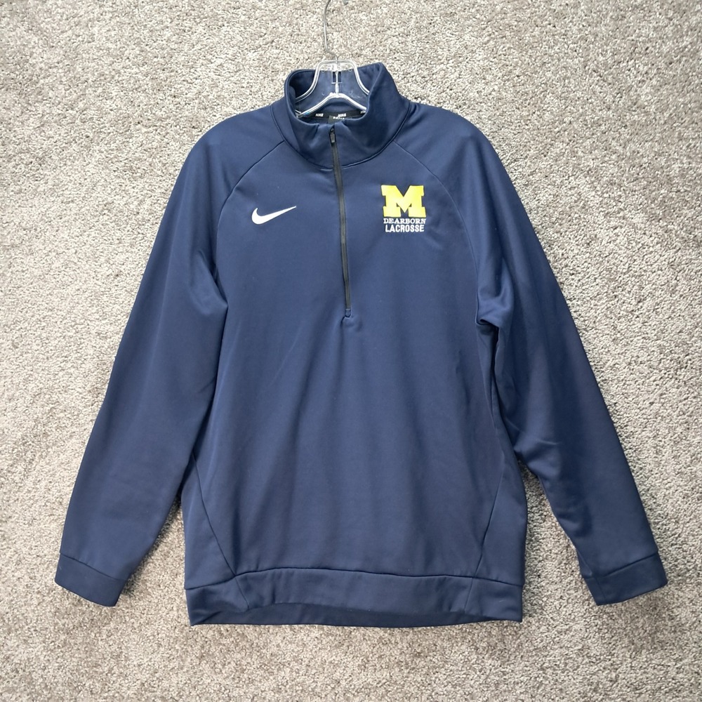 Nike Dri-FIT Michigan Wolverines Quarter Zip Pullover Mens Large Navy Blue‎